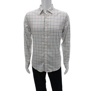 Faherty Brand Mens Cotton Plaid Long Sleeve Button Down Shirt Blue Combo Sz M